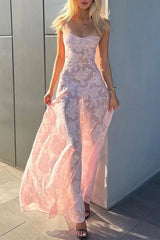 Elegant Formal Solid See-Through Evening Dress Dresses