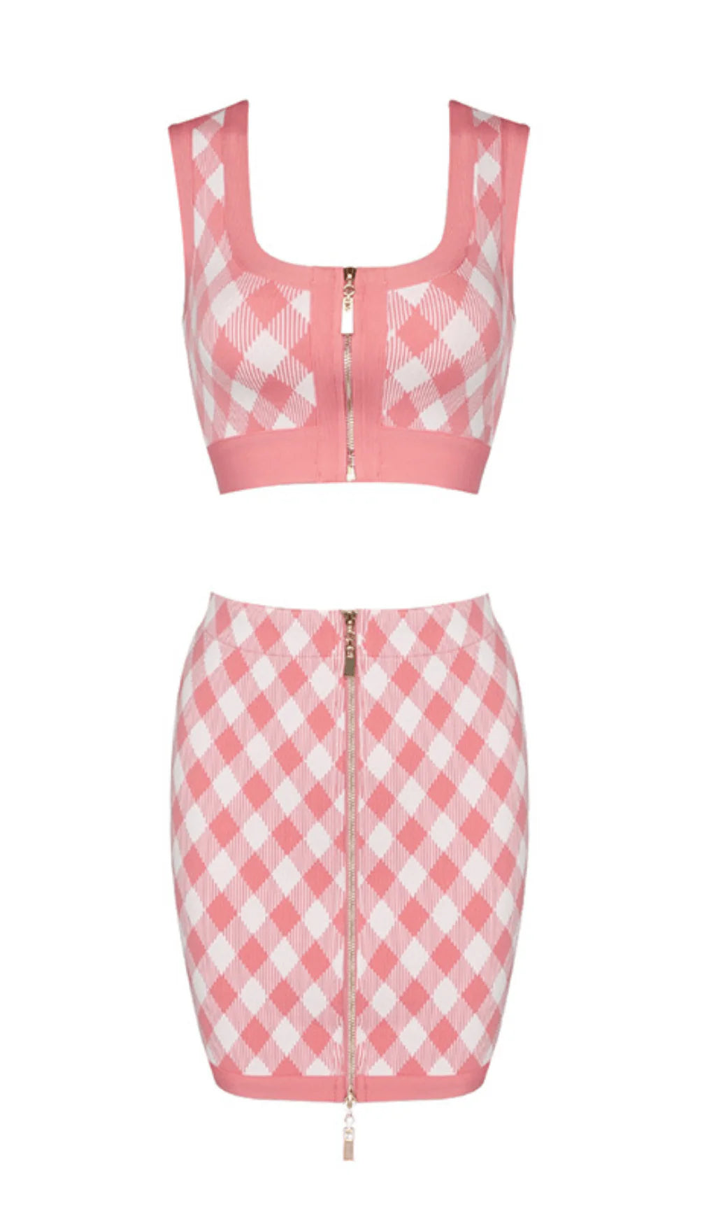 Geometric Pattern Skirt Suit