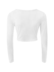 Cross Embroidered Ribbed Knit Crop Top