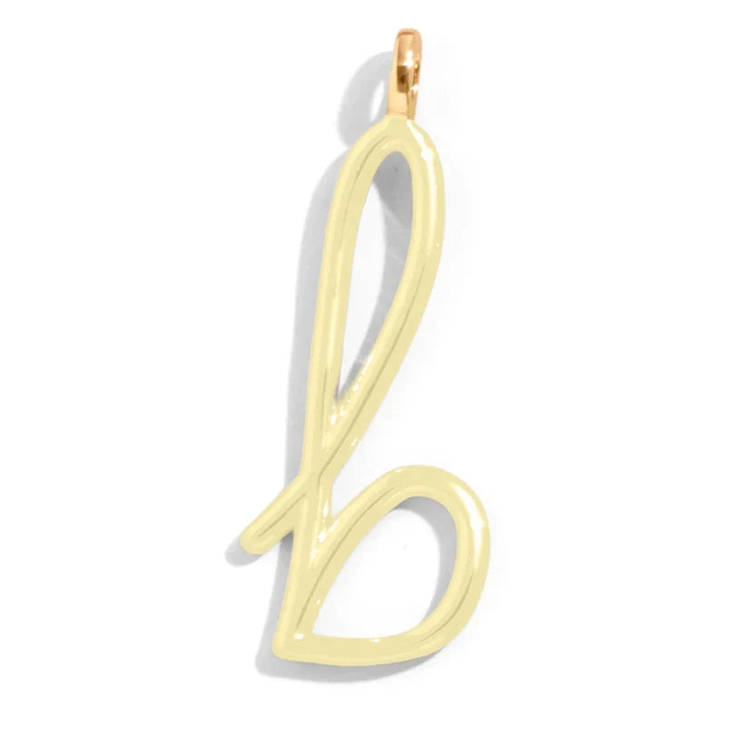 Custom Butter Yellow Enamel Script Letter Charm - B