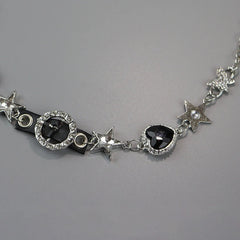 Glittering Black Heart Necklace