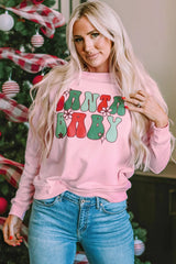 Pink Santa Baby Sweet Floral Graphic Sweatshirt