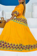 Bohemian Geometric Print Off The Shoulder Printed Dress Dresses
