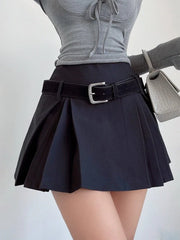 Academic Belt Mini Skirt