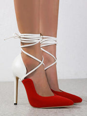 Lace-Up Color Block Stiletto Heels