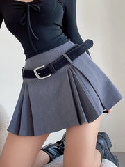 Academic Belt Mini Skirt