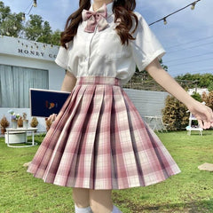 Plus Size Jk Glittering Baby Blue Uniform Pleated Skirt