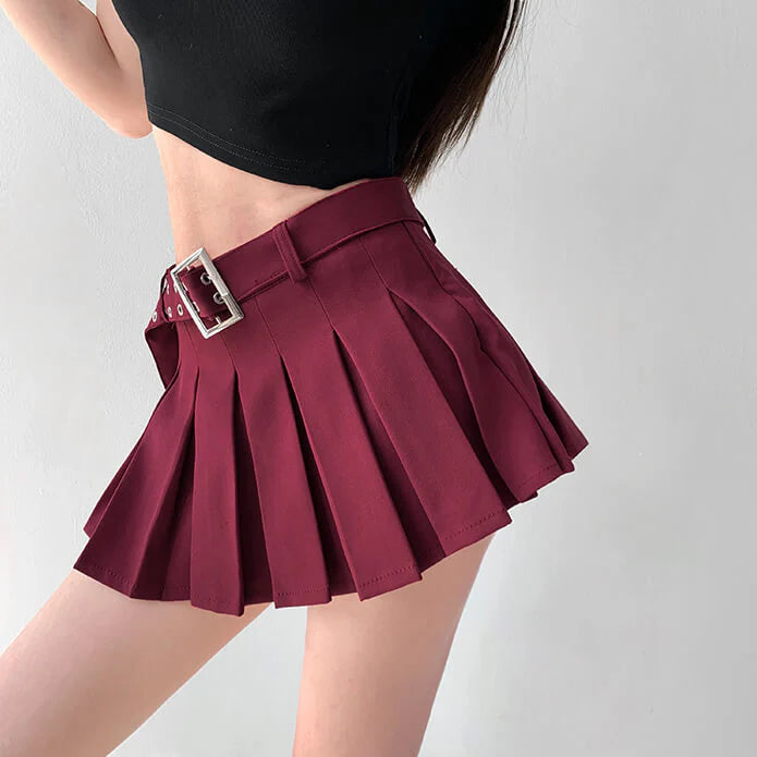 Buckle Belt Mini Skirt