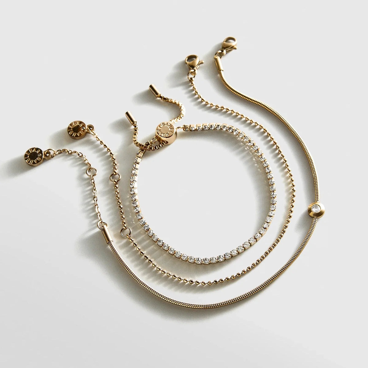 Catherine Waterproof Bracelet Set - Gold/Pavé