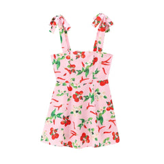 Yellow Fruit Print Backless Mini Dress