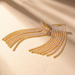 Women'S 18K Gold Plated Long Chain Tassel Earrings