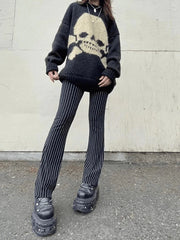 Vintage Skull Jacquard Pullover Sweater