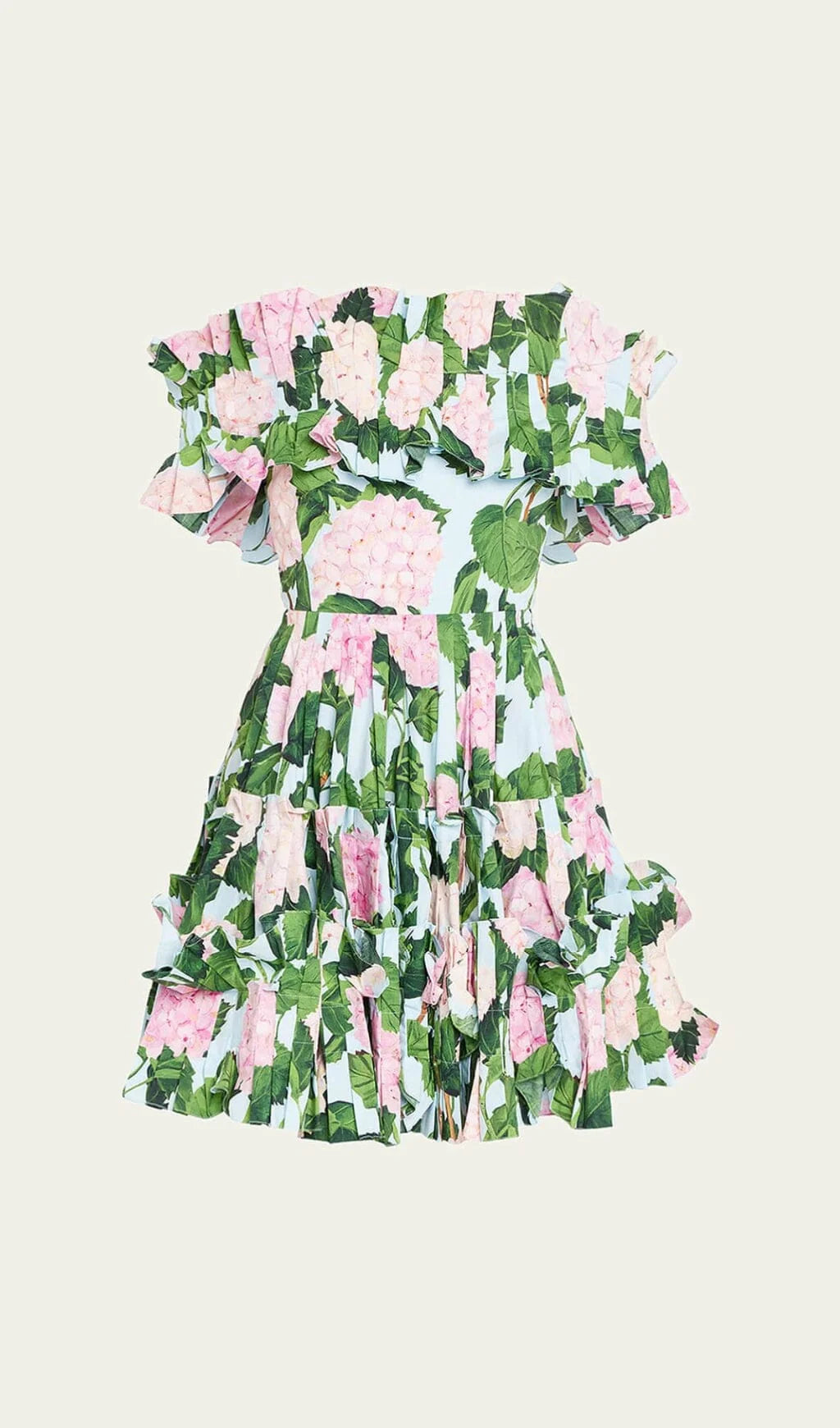 Floral-Print Ruffle Mini Dress In Olive