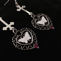 Asymmetry Cross Butterfly Earrings