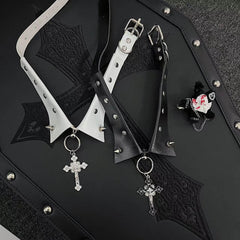 Gothic Rivet Cross Choker