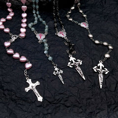 Gothic Cross Heart Necklace