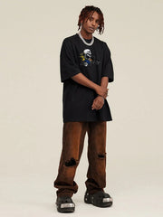 Rock Skull Motorcycle Oversized Tees