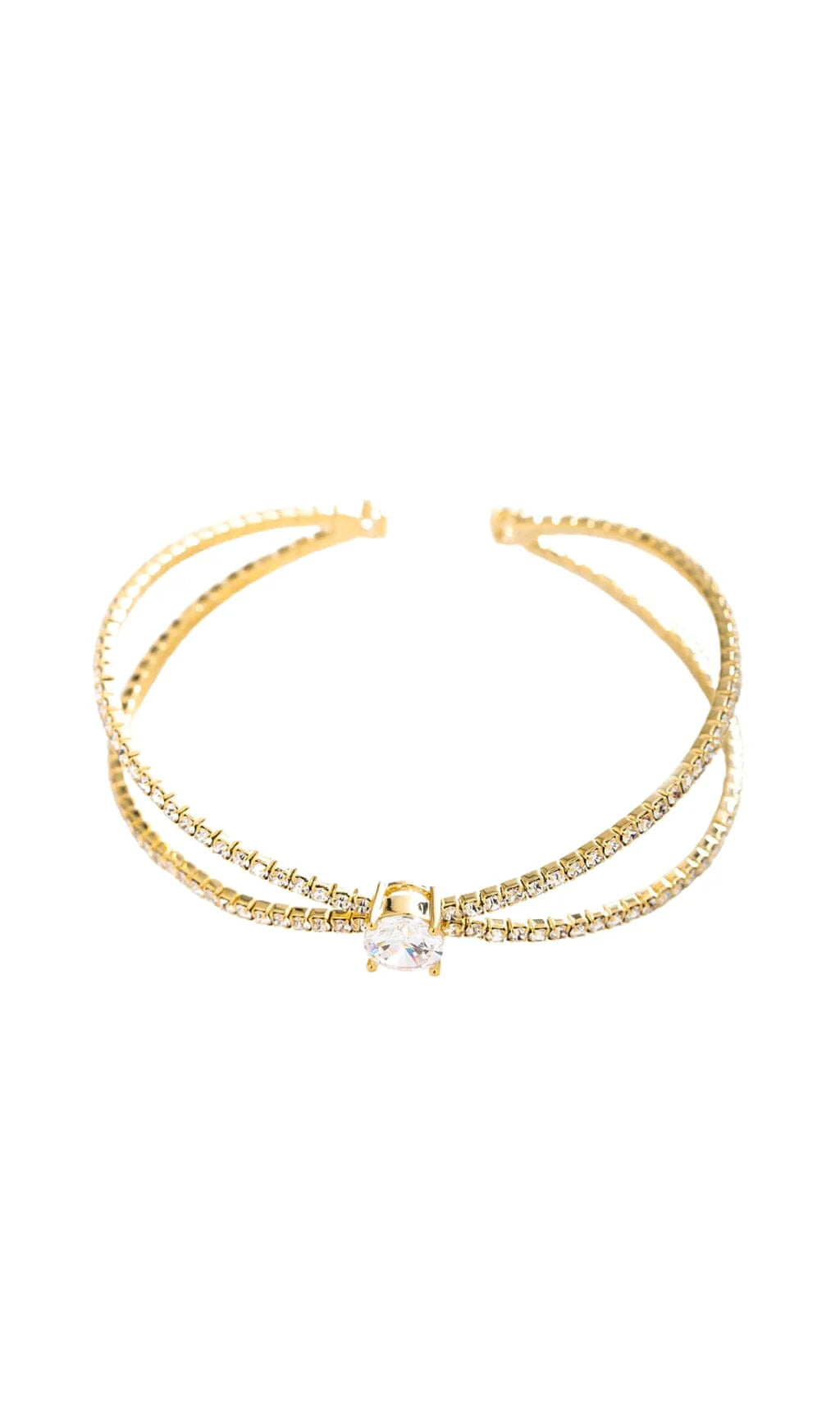 Gold Diamante Pendant Cuff Bracelet
