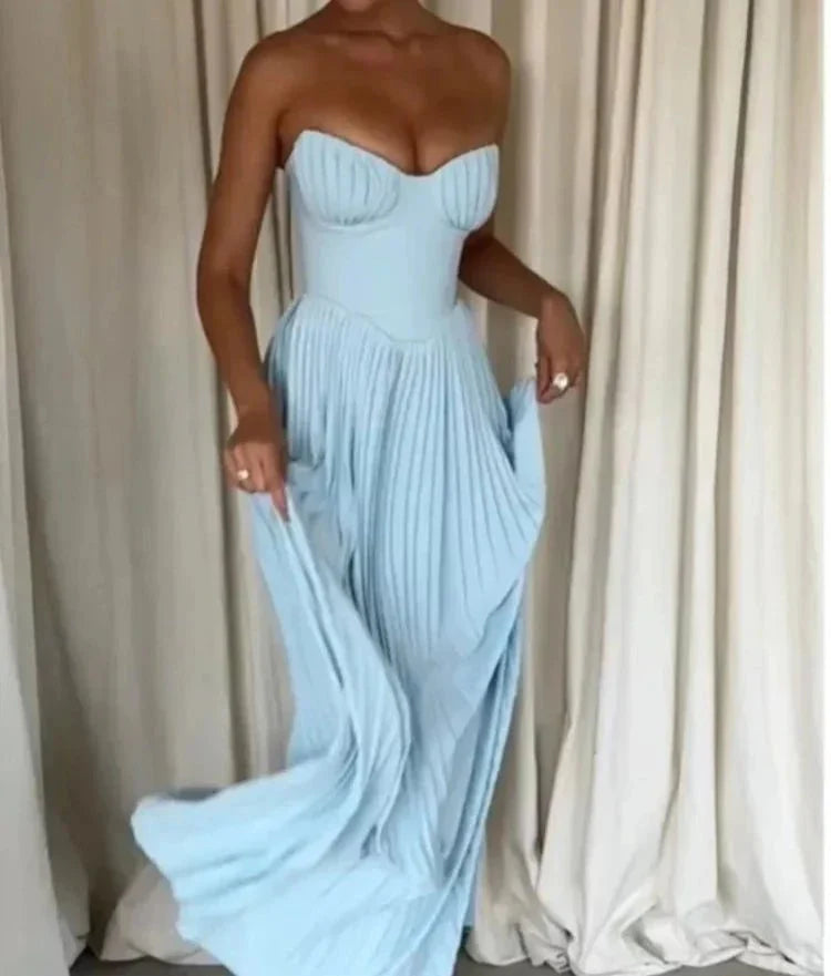 Fashion Strapless A-Line Maxi Dress