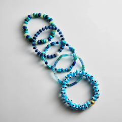 Darcy Semi-Precious Beaded Bracelet Set - Blue