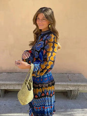 Vintage Print Loose Fit Maxi Dress