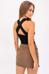 Maxine Criss Cross Halther Bodysuit