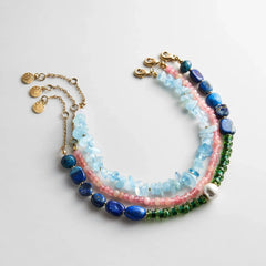 Brooke Semi-Precious Waterproof Anklet Set - Muted Multi