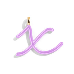 Custom Lilac Enamel Script Letter Charm - X
