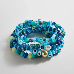 Darcy Semi-Precious Beaded Bracelet Set - Blue