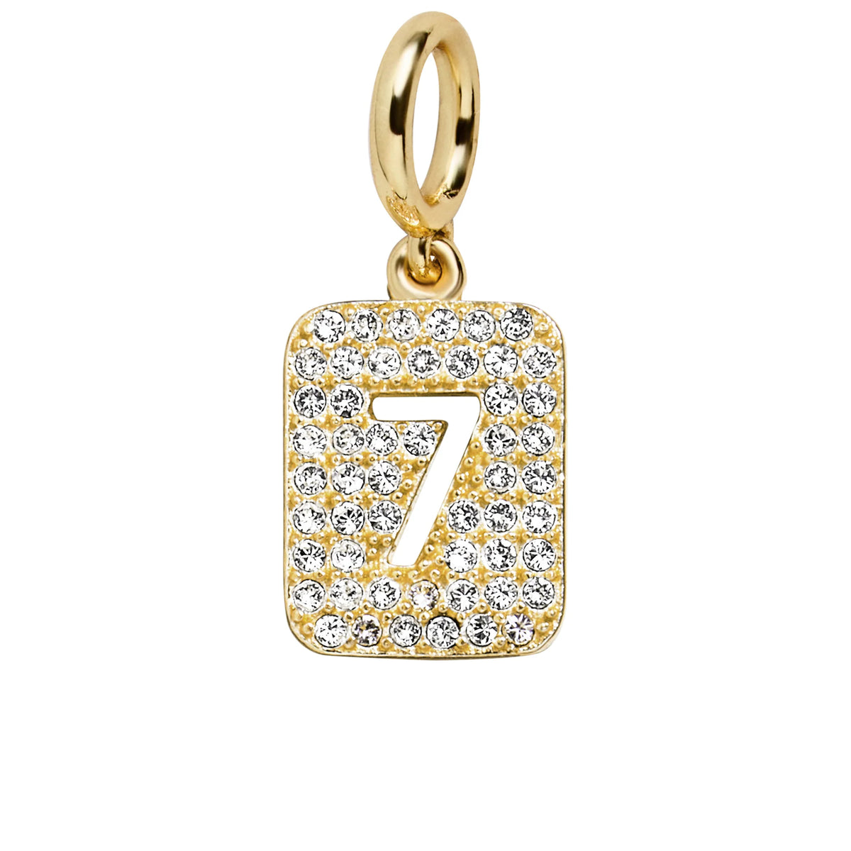 Block Pavé Number Cluster Charm - 7