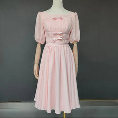 Chiffon Tea-Length Princess Wedding Dress