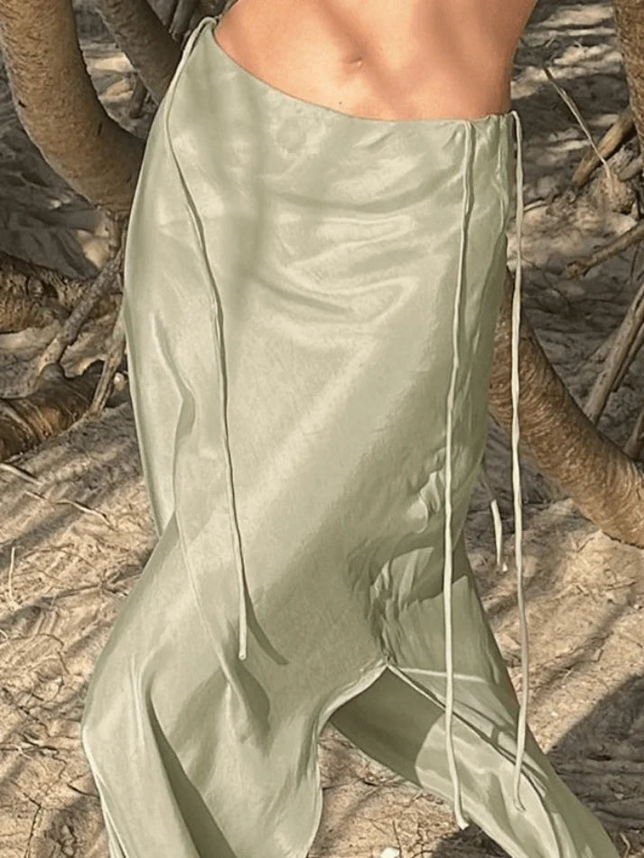 High Slit Satin Maxi Skirt