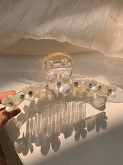 Rhinestone Decor Floral Hair Claw
