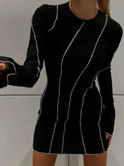 Striped Knitted Mini Bodycon Dress