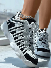 Lace-Up Striped Sneakers
