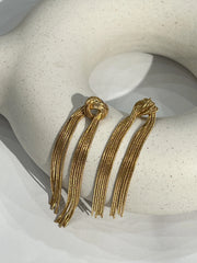Gold Tied Tassel Earrings