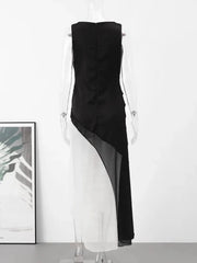Gradient Mesh Patchwork Black Party Evening Dresses