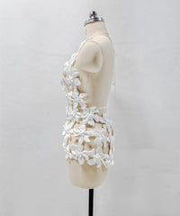 White Halter See-Through Mini Dress