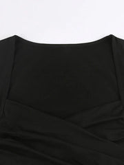 Criss Cross Ruched V Neck Tee
