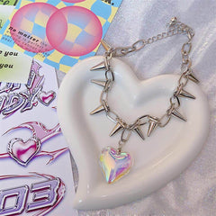 Punk Rivet Heart Necklace