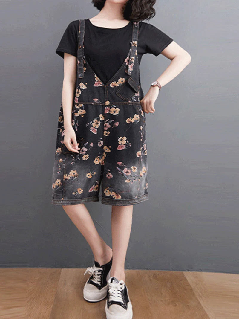You'Re Destiny Printed Romper Short Dungarees