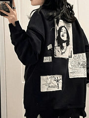 Back Patch Distressed Pullover Sweatshirt