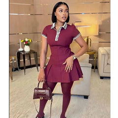 Chic Polo Mini Ribbed Dress