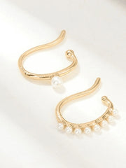 2Pcs Pearl Decor Cuff Earring
