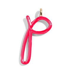 Custom Cherry Red Enamel Script Letter Charm - P