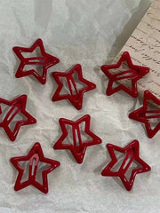 1Pc Red Star Pattern Hair Clip