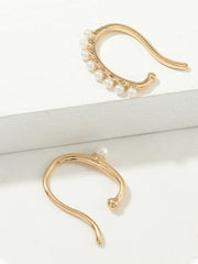 2Pcs Pearl Decor Cuff Earring