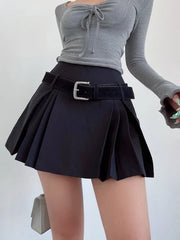 Academic Belt Mini Skirt