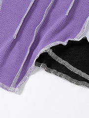 Sleeve Detail Irregular Patchwork Crop Top