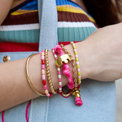 Brighten Up Enamel Beaded Bracelet - Berries 'N Cream